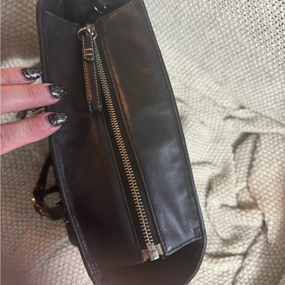 COACH EAST WEST GALLERY BLACK LEATHER SILVER HARDWARE LARGE TOTE - Picture 11 of 13